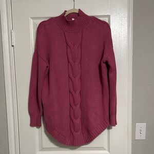 Westbound Pink Cable Knit Sweater